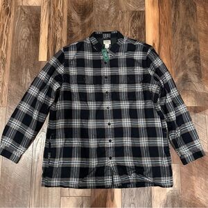 L.L. Bean Black and Gray Plaid Shirt Jacket